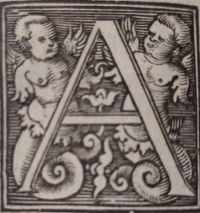 Capolettera decorato [Galenus, Claudius. Galeni prima classis naturam corporis humani …Venetiis, apud Iuntas, 1550. Biblioteca Biomedica]2