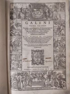 Frontespizio [Galenus, Claudius. Galeni prima classis naturam corporis humani …Venetiis, apud Iuntas, 1550. Biblioteca Biomedica]
