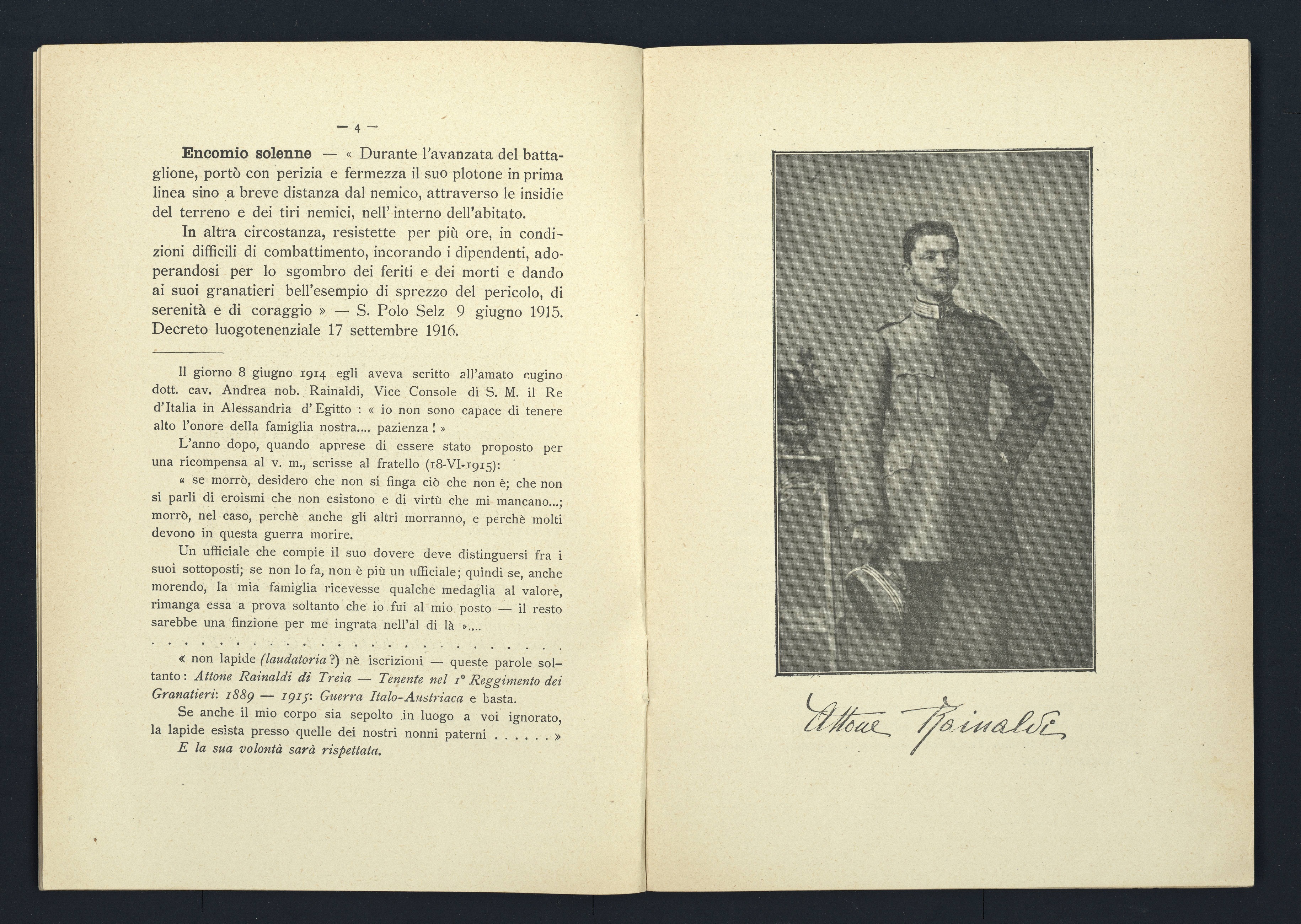 In memoria del dott. Attone Rainaldi, capitano dei Granatieri di Sardegna, nel secondo anniversario del suo sacrificio... - Roma : Tip. Artero, [1917]_(2)