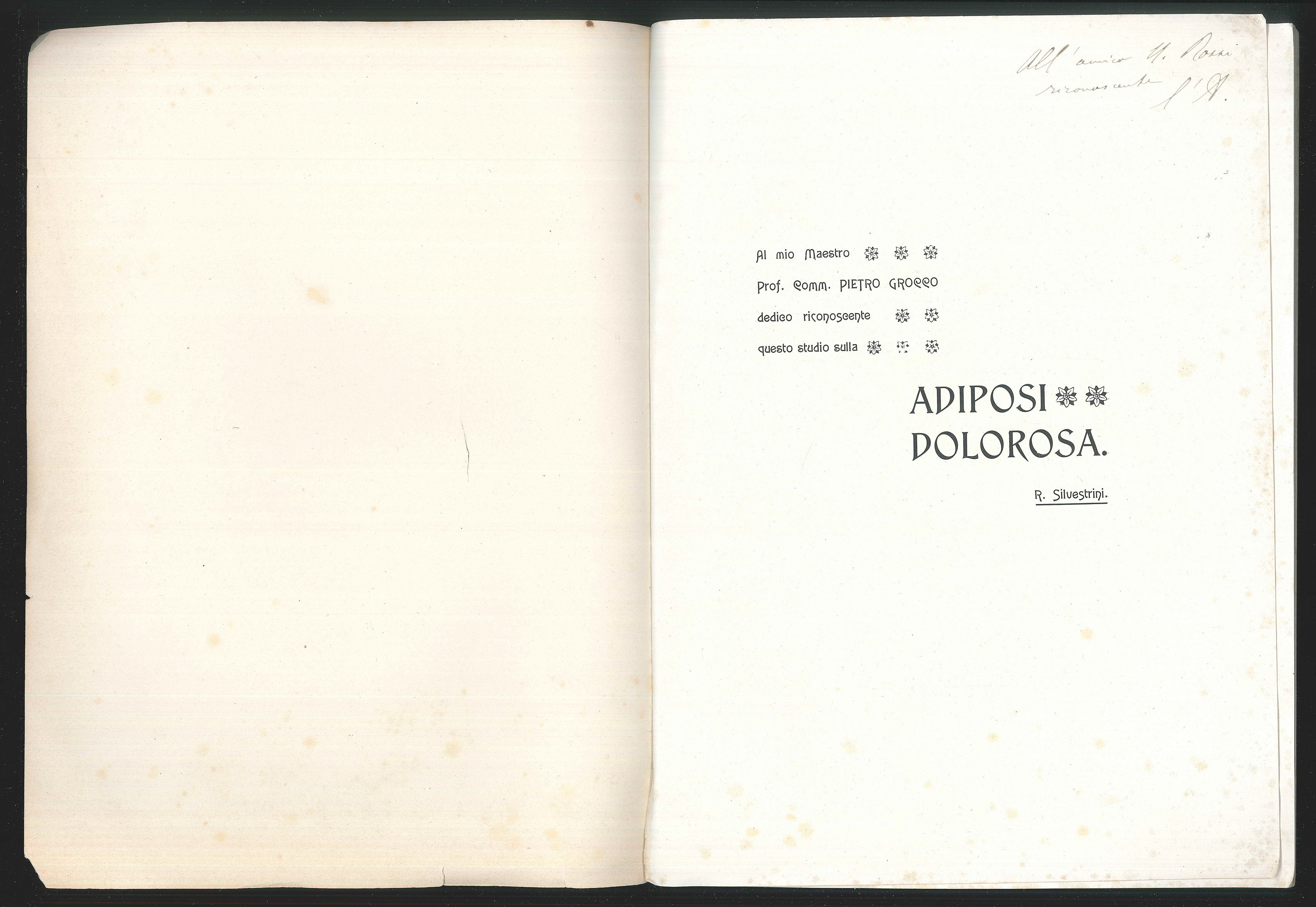 Adiposi dolorosa /R. Silvestrini - Pistoia: Tip. Nicolai, 1906